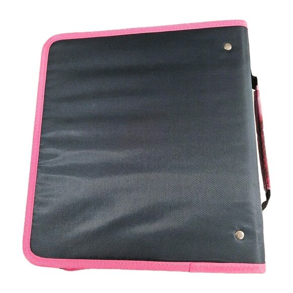Five Star 2" Sewn Zipper Binder with Expansion Panel in Navy/Pink - Picture 2 of 6
